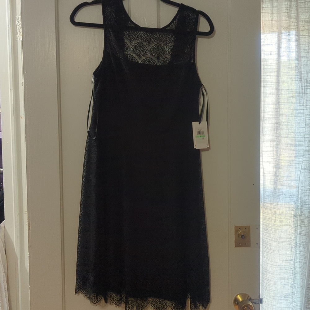 Black lace mini dress